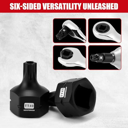 MIXPOWER 13-Piece 3/8" Drive Stubby Impact Torx Bit Socket Set,TT10-TT70, S2 Steel Air Drive Low Profile Socket Set,Impact Grade,Anti-Roll Design - size: 13 PCS 3/8"Drive:TT10-TT70
