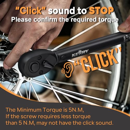 Kerry 1/4 Inch Drive Click 27 PCS Bike Torque Wrench Set, 20-240 LB.IN/2.3-27.1 Nm, Double Scale with Accessories Bit Sockets, 3/8 Adapter Extension Bar Universal Joint Tool for Bicycle Maintenance - size: 27pcs 1.67-20 FT.LB, style: 1/4"