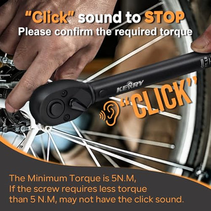 Kerry 1/4 Inch Drive Click 27 PCS Bike Torque Wrench Set, 20-240 LB.IN/2.3-27.1 Nm, Double Scale with Accessories Bit Sockets, 3/8 Adapter Extension Bar Universal Joint Tool for Bicycle Maintenance - size: 27pcs 1.67-20 FT.LB, style: 1/4"
