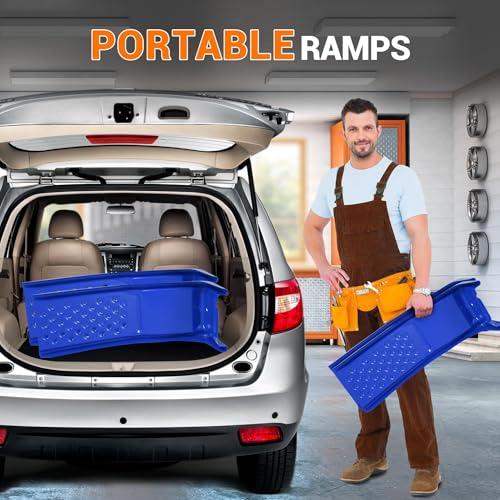 2 Pack Steel Car Ramps, 8000 LBS Capacity Heavy Duty Truck Ramps, 9" Lift Height for Low Profile Vehicles, Auto Service, Car Repair & Maintenance, 35" L x 11" W
