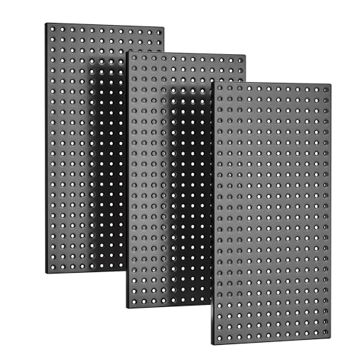EVERHANGER Metal Pegboard Panels 24" x 12", Heavy Duty Steel Peg Boards for Garage, Pegboard Wall Organizer for Tool Storage and Organization, Black, 3 Pack - size: 3 Pack 24" x 12"