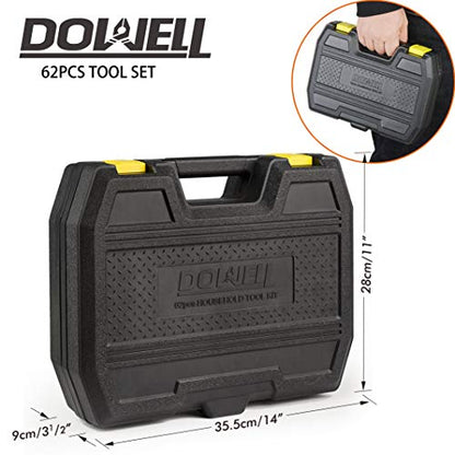 DOWELL Tool Set Tool Kit 62PCS Homeowner Tool Set Wrench Pliers Screwdriver Set Repair Tool Kit