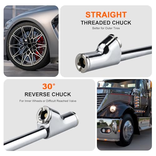 Semi Truck Tire Pressure Gauge Digital 200 PSI, Heavy Duty Dual Head Tire Guage and Backlight LCD Display, Digital Pressure Gauges Certified ANSI B40.1 for Car, Truck, SUV - size: 200PSI Truck digital