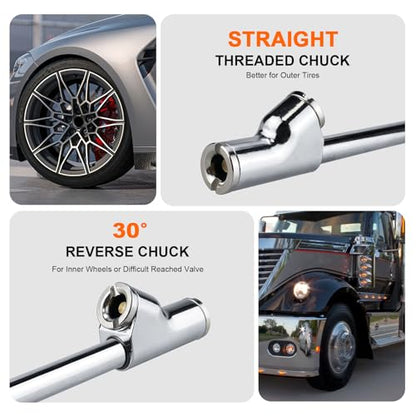 Semi Truck Tire Pressure Gauge Digital 200 PSI, Heavy Duty Dual Head Tire Guage and Backlight LCD Display, Digital Pressure Gauges Certified ANSI B40.1 for Car, Truck, SUV - size: 200PSI Truck digital