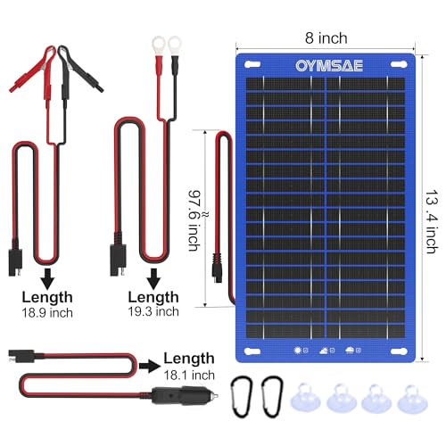 OYMSAE 12W Solar Car Battery Charger Portable 12V Trickle Battery Charger & Maintainer Waterproof Solar Panel for Car Boat Automotive RV - size: 12W