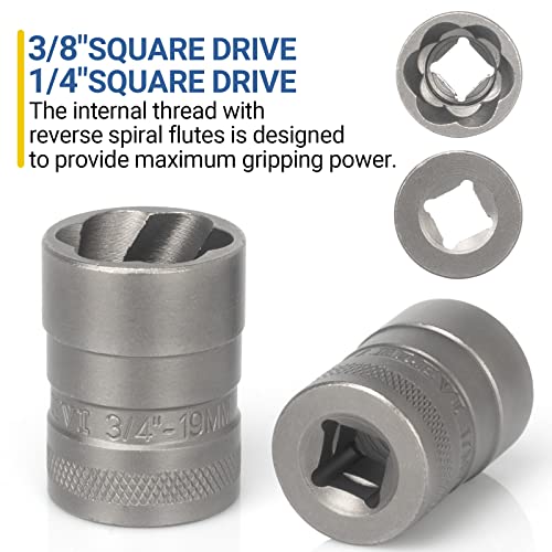 MABLEVI 32PCS Bolt Extractor Set, Upgrade Impact Bolt & Nut Remover Set, Stripped Lug Nut Remover, Extraction Socket Set for Removing Damaged, Frozen, Rusted, Rounded-Off Bolts, Nuts & Screws - size: 32-piece