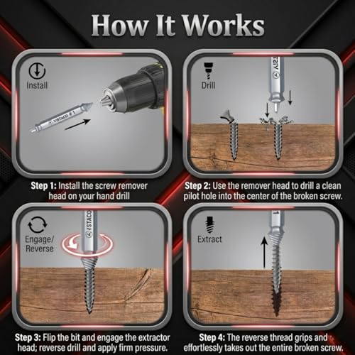 Screw Extractor Set, 10 Piece Easy Out Bolt & Screw Remover | Reverse Drill Bit Set • Removes Stripped, Broken, Rusted & Damaged Screws and Bolts • Heavy-Duty Steel - color: 10 Pc Screw Extractor