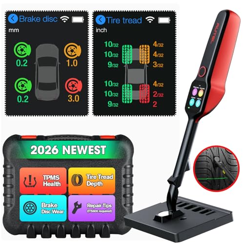 Autel Tire Brake Examiner MaxiTPMS TBE200(E): 2026 L~aser Tire Tread Depth & Brake Disc Wear Tester, 1.65” AMOLED Touchscreen, Upgrade of TBE100, Scan DOT, Dual Camera, Repair Tips Work w/ ITS600(PRO)