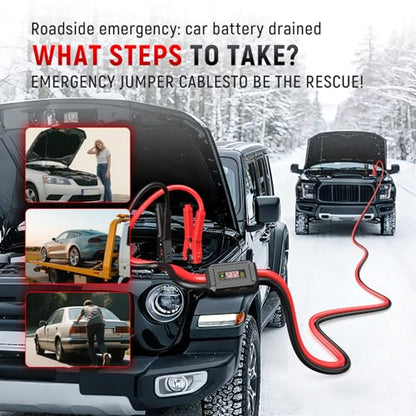 TOPDC 0 Gauge 25FT Jumper Cables Heavy Duty Booster | Reverse polarity protection, heavy duty 0 Gauge cables and a carry bag for car, SUV and truck battery use. - size: 0 Gauge,25FT w/ Protecter