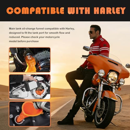 2026 Upgraded Compatible with Harley Oil Change Kit,All-in-One Motorcycle Oil Change Kit Includes Funnel,Filter,Wrench,Rubber O-Rings,Professional Oils Changing Kits