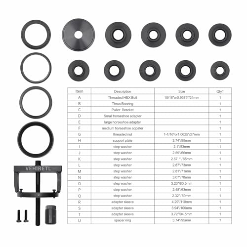 Master Wheel Bearing and Hub Removal and Installation Tool Kit Wheel Bearing Puller Remover and Installer Tool Set Fits Most Front, Rear and All Wheel Drive Vehicles