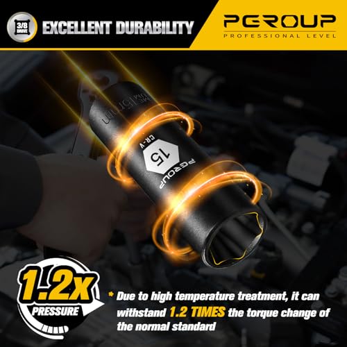 3/8” Drive Deep Impact Socket, Metric(15mm socket), 6-Point, Cr-V Steel With Black Manganese Phosphate Coating - size: 15 mm