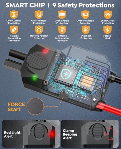 Jump Starter with Air Compressor, 8000A 160PSI Portable 12V Car Jump Starter for All Gas or 10.0L Diesel Engine, Battery Booster with LCD Display, LED Light & Jump Cables - size: L-30