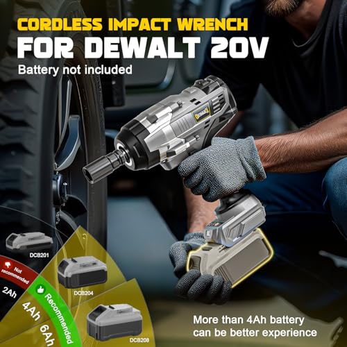 DIYtoolifz Cordless Impact Wrench 1/2" Compatible with DeWalt 20V Battery, 1700 Ft-lbs (2300 Nm) High Torque Impact Driver, Electric Impact Gun with 4 Modes & LED Light for Car, Truck(Bare Tool) - size: 1/2 inch, style: Compatible with Dewalt 20V Battery