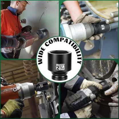 1" Drive Shallow Impact Socket,2-1/4 Inch SAE Jumbo Socket,CR-MO 6 Point for Easy Removal of Large Axle Nut（SAE) - size: 1 Inch Shallow 2-1/4", style: 1"Drive Shallow Impact Socket