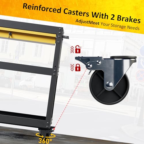4-Tier Heavy Duty Rolling Tool Cart with Drawers & Pegboard – 420 lbs Capacity Steel Utility Cart on Wheels, Lockable Work Cart for Mechanic, Garage, Workshop - size: 4-LAYER-A (ONE DRAWER)