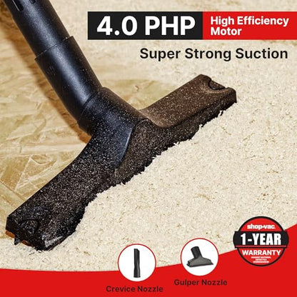 Shop-Vac 6 Gallon 4.0 Peak HP Wet/Dry Vacuum, Wall Mountable Compact Shop Vacuum with Up to 20 ft Extra Long Hose & Accessories - Ideal for Jobsite, Garages, Car & Workshops | Compact Shop Vac with Up to 20 ft Extra Long Hose & Accessories - Ideal for Job