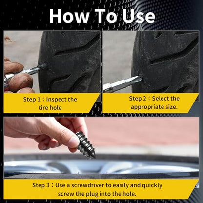 40 PCS Tire Repair Rubber Nails Kit with 2 Sizes, Vacuum Tire Repair Kits Spiral Rubber Nails, Tire Screw Plug Fast Tool for Car Motorcycle Jeep Tire Puncture Repair