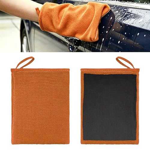 2PCS Clay Mitt Auto Detailing, Mitt Finish for Car Detailing, Microfiber Clays Towel for Car Cleaning and Polishing, Medium Grade Clay Bar Glove for Painted Surface, Glass, Plastic (Orange) - color: Orange
