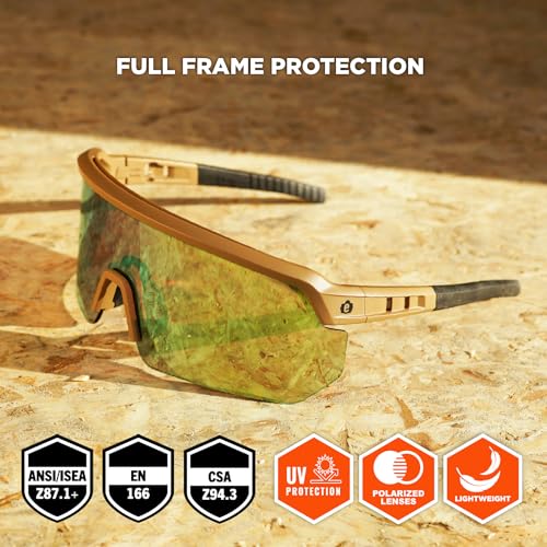 Ergodyne Skullerz AEGIR Safety Sunglasses, High Contrast Color Enhancing Mirrored Lenses, ANSI z87.1 - color: High Contrast Yellow Mirror Lens