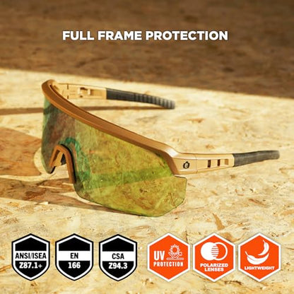 Ergodyne Skullerz AEGIR Safety Sunglasses, High Contrast Color Enhancing Mirrored Lenses, ANSI z87.1 - color: High Contrast Yellow Mirror Lens