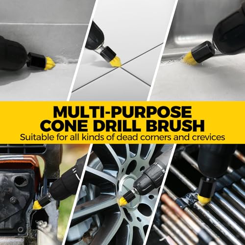 Holikme 15pcs Drill Brush Set, Power Scrubber Kit for Grout, Tile, Bathroom | 14 nylon brush heads in multiple sizes, 1 extended reach rod, for tile, tubs, showers, floors, gaps and kitchen cleaning