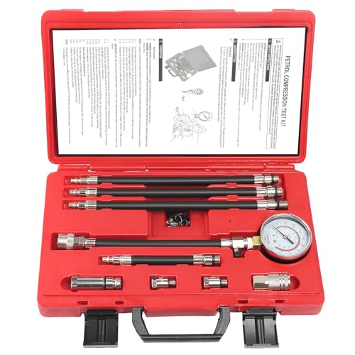 Petrol Compression Test Kit, Engine Compression Tester,2-3/4 | 2-3/4 in Bourdon Tube Gauge, 10 Pieces - size: Petrol Compression Test Kit