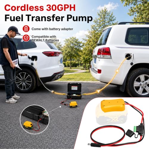 24V Fuel Transfer Pump Set,Cordless Gas Transfer Pump(24V-Set-02) | Battery Adapter,Compatible with DeWALT Battery - color: 24V-Set-02