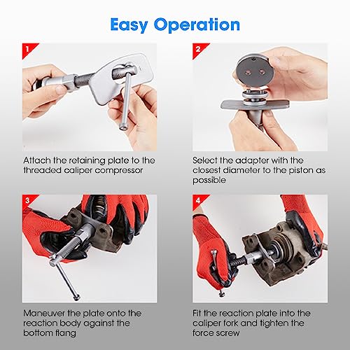 Big RED Torin 22 PCS Brake Caliper Press Tool Kit, Disc Brake Piston Caliper Compressor Tool Set for Brake Pad Replacement Reset, Red, ATRHS-E3318BR