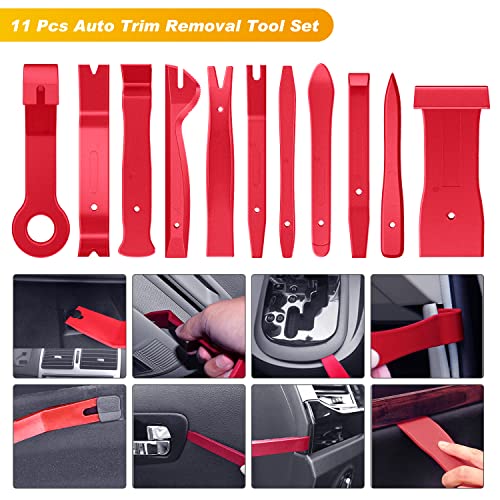 GOOACC 102Pcs Trim Removal Tool Set | Auto Push Pin Nylon Bumper Clip Set Terminal Remover Tool Round Crowbar Panel Remover Kit Car/Radio Panel - color: 42Pcs Remover + 60Pcs Clips, size: 42Pcs Remover + 60Pcs Clips
