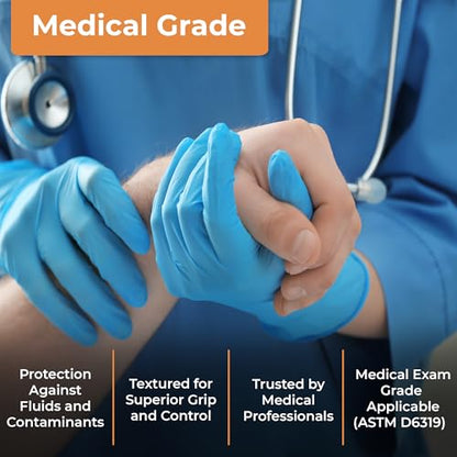 ASAP Nitrile Gloves Disposable Latex Free - 4 Mil Powder Free, Food Safe, Kitchen & Medical - Cleaning & Tattoo Supplies - color: Blue, size: Small