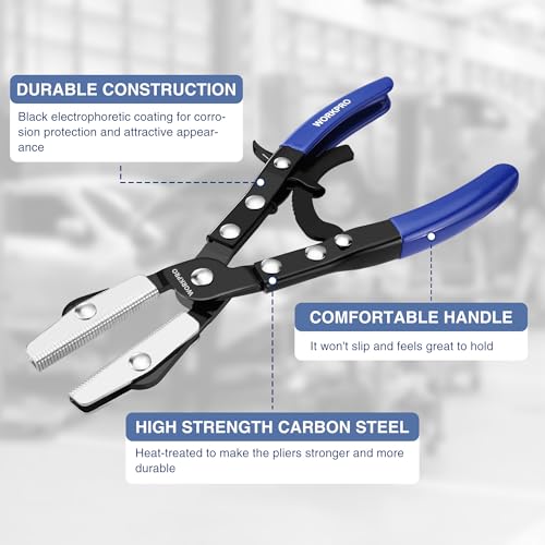 WORKPRO 10" Ratcheting Hose Pinch Off Pliers, Locking Hose Pinch Pliers for Automotive Hose Lines, Radiator Lines, Fuel Lines, Coolant Lines - color: Blue