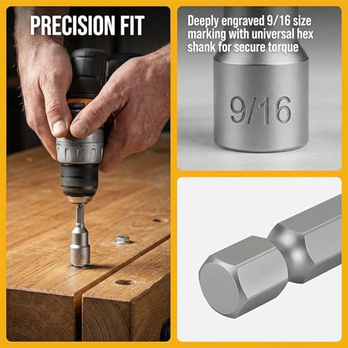 3 PCS 9/16" Impact Magnetic Nut Driver Set, Ultra Magnetic 2.5" (65mm) Long, 1/4" Hex Shank, Heavy Duty Cr-V Steel