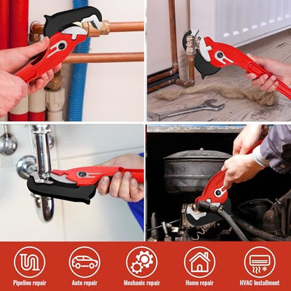 MAXPOWER 10"&14" Pipe Wrenches, 2-Piece Self-Adjusting Pipe Wrench, Rapid Grip Quick Self-Adjust Plumbing Wrench for Household Maintenance - size: 10"&14"