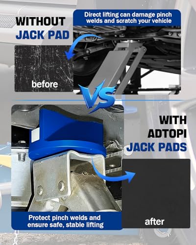 Magnetic Pinch Weld Jack Pad (Blue, 2 Pack) | 0.47’’ Slotted, Aluminum, Jack Pad for Frame Protection, Universal Pinch Weld Adapter for Car SUV Truck - color: Blue 2 Pack