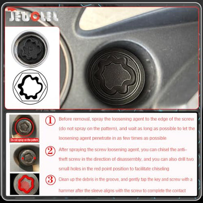 P Wheel Locking Nut Key Compatible with Audi Series, (Socket OD 27mm - ID 25mm), Wheel Lock Nut Socket Adapter, Wheel Anti-Theft Lug Nut Removal Tool, Anti-Theft Screw Remover - size: Socket P