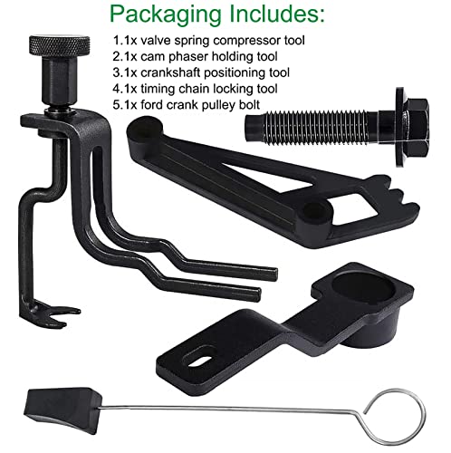 Engines Repair Tools Kit-Valve Spring Compressor Tool, Crankshaft Positioning Tool, Cam Phaser Holding Tool, Timing Chain Locking Wedge Tool, Crankshaft Pulley Bolt for Ford 4.6L 5.4L 6.8L 3V Engines