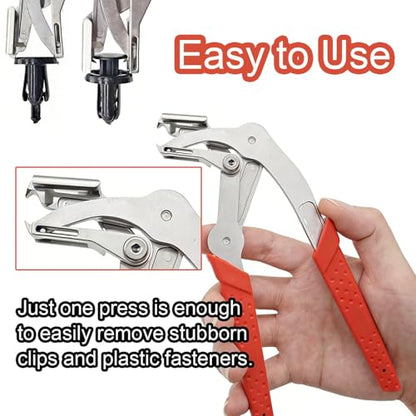 Car Clip Pliers, Clip Removal Pliers, Auto Trim Removal Tool for Automotive Fasteners, Push Pin & Door Panel Clips, Damage-Free Interior & Exterior Disassembly Tool with Glove