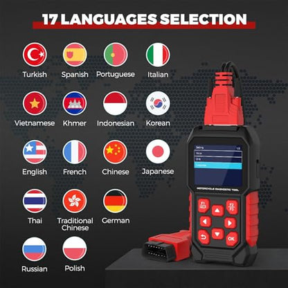 M4 Motorcycle Diagnostic Tool for Harley-Davidson, 17 Languages | Full-system 4-Pin/6-Pin motorcycle scanner with code reading and clearing, live data, service resets and active tests