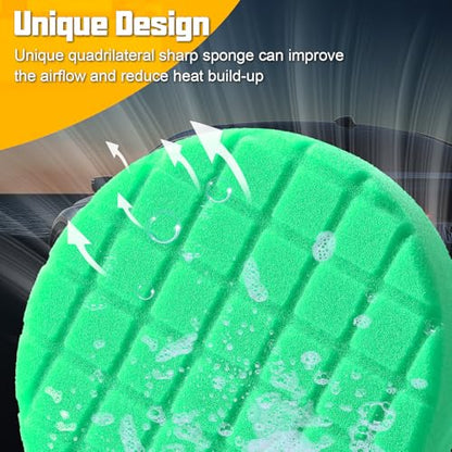 Polishing Pad 5.5 Inch, 3Pcs Green Heavy Cut Foam Buffing Pads for Car Buffer Polisher, Compounding, Polishing and Waxing - color: Green, size: 5.5 - Inch