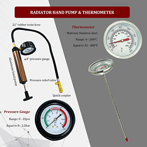 14PCS Radiator Pressure Leak Tester Tool Kit, Automotive Cooling System Pressure Pump Test Kit, Water Tank Leakage Detection Tool Set