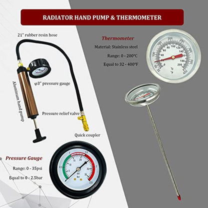 14PCS Radiator Pressure Leak Tester Tool Kit, Automotive Cooling System Pressure Pump Test Kit, Water Tank Leakage Detection Tool Set