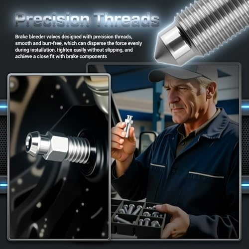 36PCS Multi-Size Car Brake Bleeder Screw Kit with Brake Bleeder Caps,Metric/SAE Cars Brakes Bleeders Valve Replacement for Models H9402-6 H9403-6,Screw Brakes Bleeders Kit with Box - color: With Cap