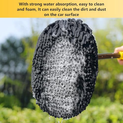 Car Wash Brush Replacement Head Cover, Soft Microfiber Car Wash Mop Head Suitable for 15° Curved Pole CarCleaning Mop (Only Head Cover) - color: Yellow 2