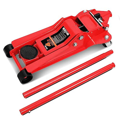 DNA Motoring Low Profile Hydraulic Trolley Service/Floor Jack, 4 Ton (8000 lbs) Capacity, Lifting Range 4.5"-20",Red,TOOLS-00307 - color: Red, style: 4 ton