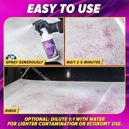 Iron Remover Car Detailing – Iron Decon Spray, Pulls Out Brake Dust, Rust & Fallout - Contaminant Removal for Car Paint & Wheels, pH Neutral Formula - 16 fl. oz. (Pack of 2) - size: 16 fl. oz. (Pack of 2)