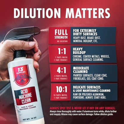 Heavy Duty Wheel Cleaner and Water Spot Remover for Cars, 16 oz | Oil Film Remover, Acid Machine Cleaner, For Car Paint, Glass, and Metal, Multi-Purpose Hard Water Stain Remover