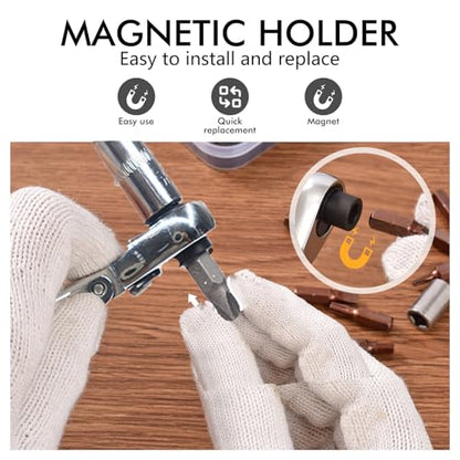 Mini ratchet screwdriver Set, Right Angle Screwdriver set with 1/4 Mini Flex Ratchet Wrench and Bits Sockets for Tight Spaces(Ratchet wrench with bits and socket)