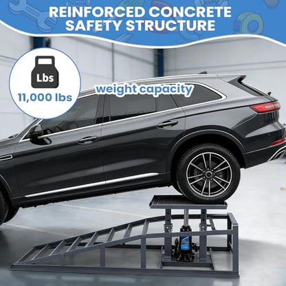 Generic 2 PCS Low Profile Car Lift Service Ramps Adjust Heights 9.8-15in Portable Auto Service Ramps 5T/11000LBS Capacity for Home Garage Maintenance Oil Changes