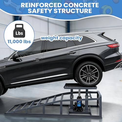 Generic 2 PCS Low Profile Car Lift Service Ramps Adjust Heights 9.8-15in Low Profile Hydraulic Car Ramps 5T/11000LBS Capacity for Home Garage Maintenance Oil Changes